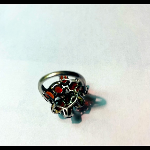 Garnet Floral Ring 925 Silver - Picture 6 of 14